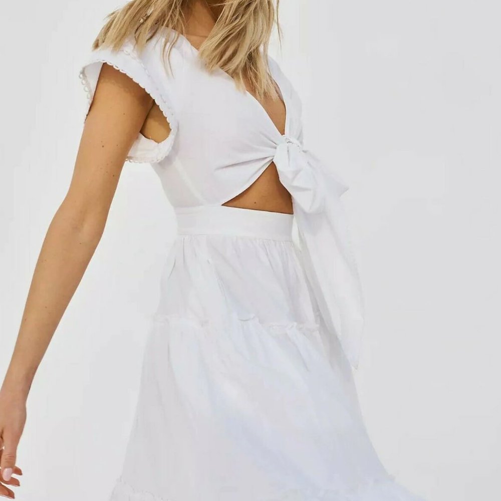 HappyXNature Kate Hudson Solar Midi Dress | Size: 2 | White / Ivory |  Cotton